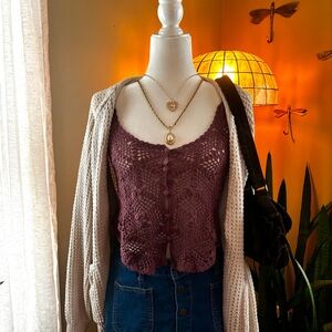 Free People Crochet Crop Top - Plum